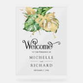 Gold Monstera Tropical Palm Wedding Welcome (Recto)