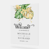 Gold Monstera Tropical Palm Wedding Welcome (Angle)
