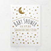 Gold Moon and Stars, Baby shower Suite Drieluik Uitnodiging (Cover)