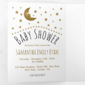 Gold Moon and Stars, Baby shower Suite Drieluik Uitnodiging (Binnenzijde eerst)