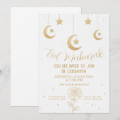 Gold Moon and Stars Eid Mubarak Invitation (Devant / Derrière)