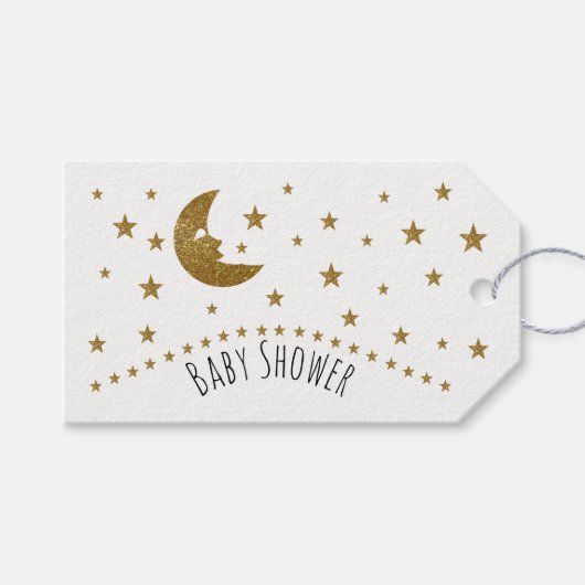 Gold Moon en Stars Baby shower Cadeaulabel (Voorkant (Horizontaal))