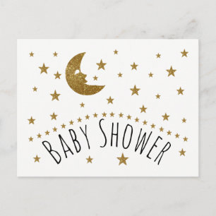 Gold Moon en Stars Baby shower Invitation Uitnodiging Briefkaart