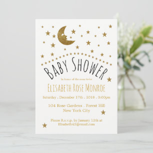 Gold Moon en Stars Baby shower Kaart