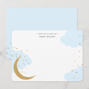 Gold Moon en Stars, Blue Clouds Baby Flat Notitiekaartje