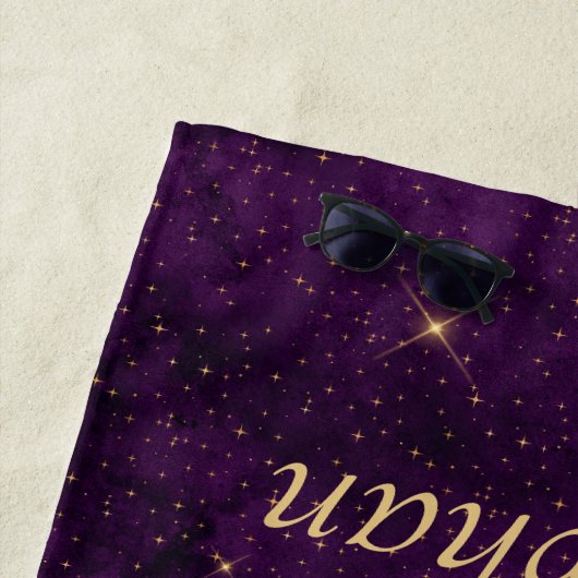 Gold Moon faseert Paarse sterren op maat Strandlaken (In situ)