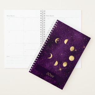 Gold Moon-fasen op Paars sterren Planner