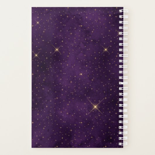 Gold Moon-fasen op Paarse sterren Planner (Achterkant)