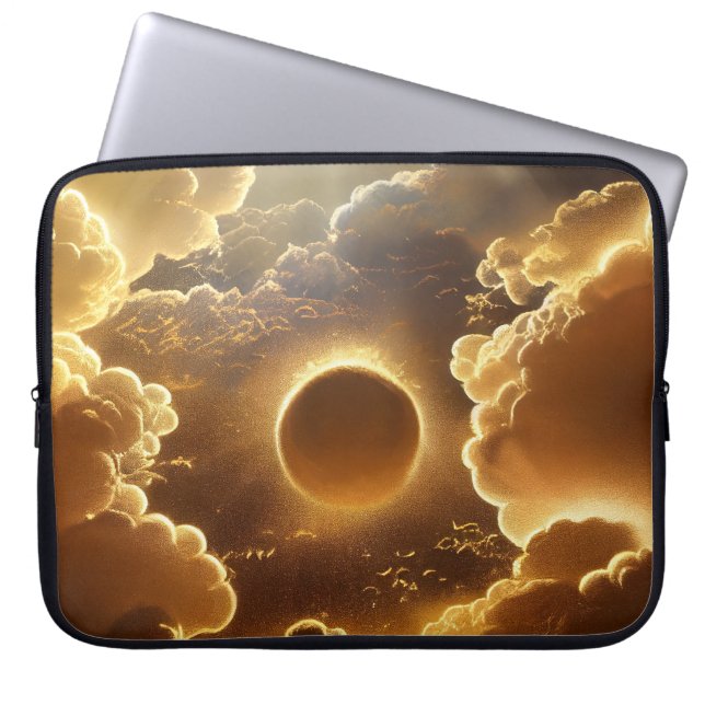 GOLD MOON MET STORM CLOUDS LAPTOP SLEEVE (Voorkant)