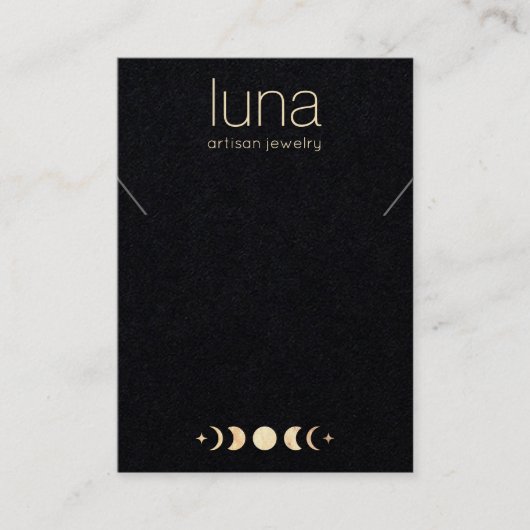Gold Moon Phase Zodiac Ketting Display Holder Visitekaartje (Voorkant)