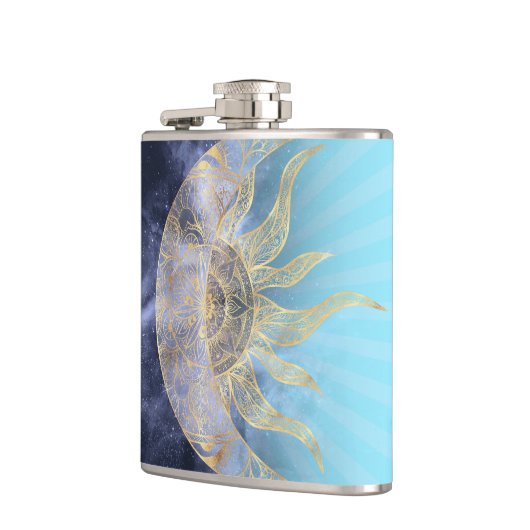 Gold Moon Sun Mandala Celestial Design Heupfles (Links)