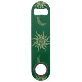 Gold Moon Sun Mandala Green Motif (Dos)