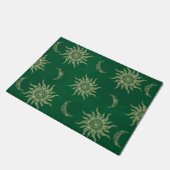 Gold Moon Sun Mandala Green Pattern Deurmat (Schuin)