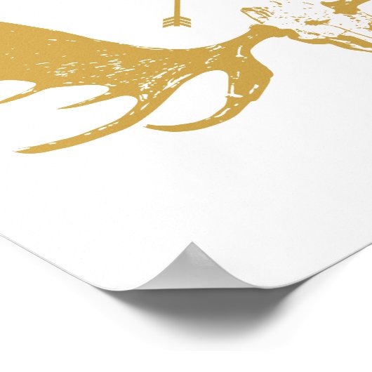 Gold Moose Skull Art Hunter / Boho Poster (Hoek)