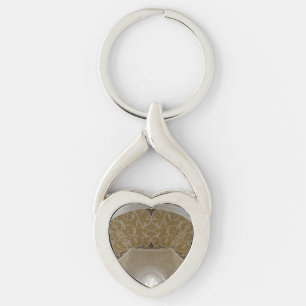 Gold Motif Heart Keychain
