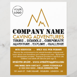 Gold Mountain-Logo, Caving Adventure Adverteren Flyer