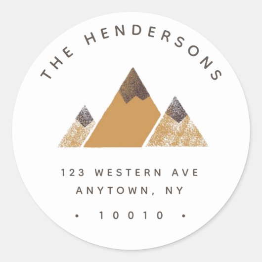 Gold Mountain Round Return-adreslabel Ronde Sticker (Voorkant)