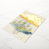 Gold Mountains Backdrop Green en Blue Trees Folie Uitnodiging (Gedraaid)