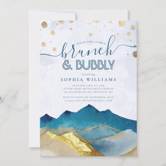 Gold Mountains Wedding Brunch Bubble Vrijgezellenf Kaart