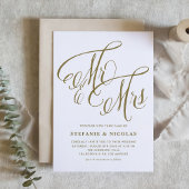 Gold Mr. en Mrs. Rustic Calligraphy Trouwen Kaart