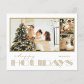 Gold Multiphoto Happy Holidays Cartes de budget (Devant)