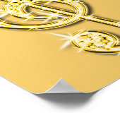 Gold Music Note en Stiletto 75th Birthday Poster (Hoek)