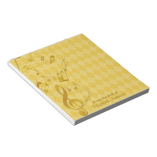 Gold Music Notes Bloc-notes personnalisé Harlequin