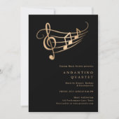 Gold Music Notes Classy Minimal Concert Invitation (Devant)