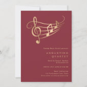 Gold Music Notes Classy Minimal Concert Invitation (Devant)