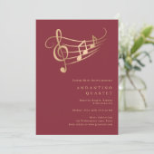 Gold Music Notes Classy Minimal Concert Invitation (Debout devant)