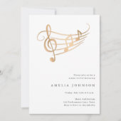Gold Music Notes Classy Minimal Concert Invitation (Devant)