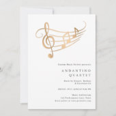 Gold Music Notes Classy Minimal Concert Invitation (Devant)