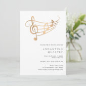 Gold Music Notes Classy Minimal Concert Invitation (Debout devant)