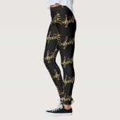 Gold Music Notes sur Black Leggings (Gauche)