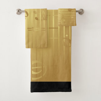 Gold Music Towels - Muzieknoten Golden Decor Bad Handdoek