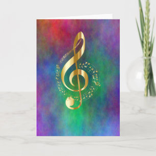 Gold Music Treble Clef op kleurrijke regenboogkleu Kaart