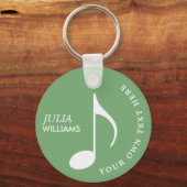 Gold Musical Note Dusty Green Sleutelhanger met na (Voorkant)