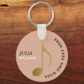 Gold Musical Note Dusty Roos Sleutelhanger met naa (Achterkant)