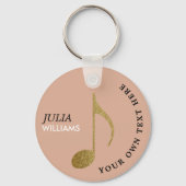 Gold Musical Note Dusty Roos Sleutelhanger met naa (Achterkant)
