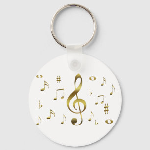 Gold Musical Notes Sleutelhanger
