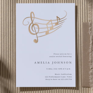 Gold Muzieknoten Classy Minimal Concert Invitation Kaart