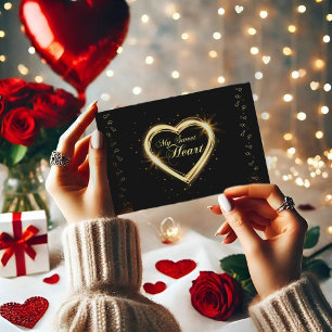 Gold My Sweet Heart Black Valentine Carte postale
