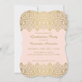 Gold n Blush  Lace Elegant Graduparty Kaart (Voorkant)