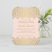 Gold n Blush  Lace Elegant Graduparty Kaart (Staand voorkant)