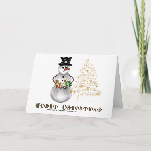 Gold N Glitter Snowman Kaart (Voorkant)