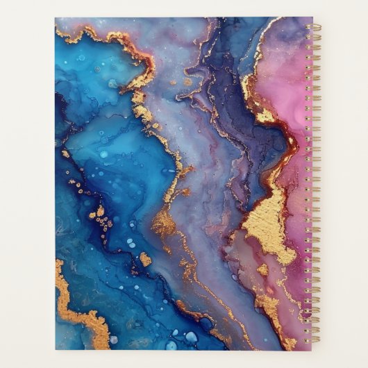 Gold Name Abstrait bleu violet rose chic (Dos)