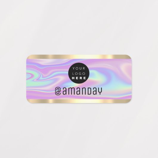 Gold Name Mode Winkelen Logo Holografen Roze Etike Labels (Design 1)