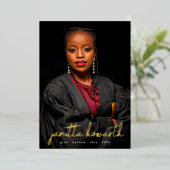 Gold Names Photo Template University Afstuderen Folie Uitnodiging (Staand Voorkant)