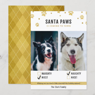 Gold Naughty of Mooie tweederangs kerstfotokaart Feestdagenkaart