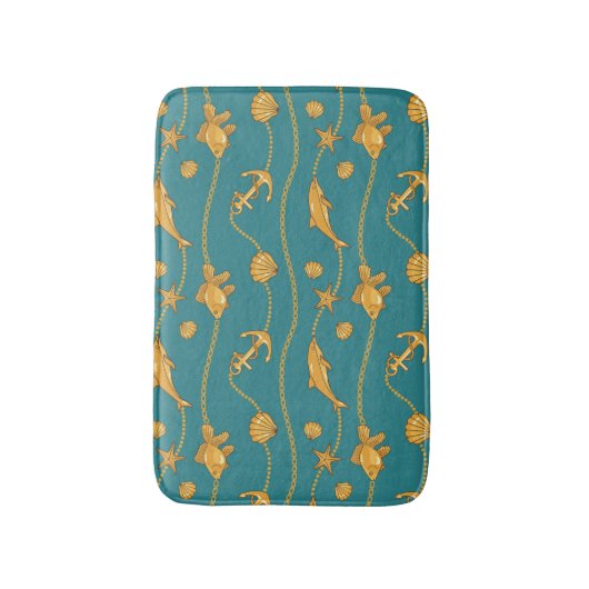 Gold Nautical Pattern Badmat (Voorkant Verticaal)